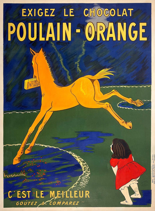 Original Vintage Poster by Leonetto Cappiello for Poulain Orange Chocolat 1911