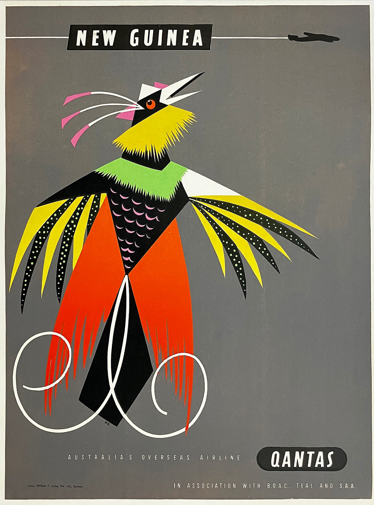 Original Vintage Qantas - New Guinea Poster C1960 Small