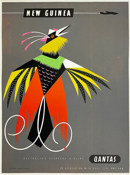 Original Vintage Qantas - New Guinea Poster C1960 Small