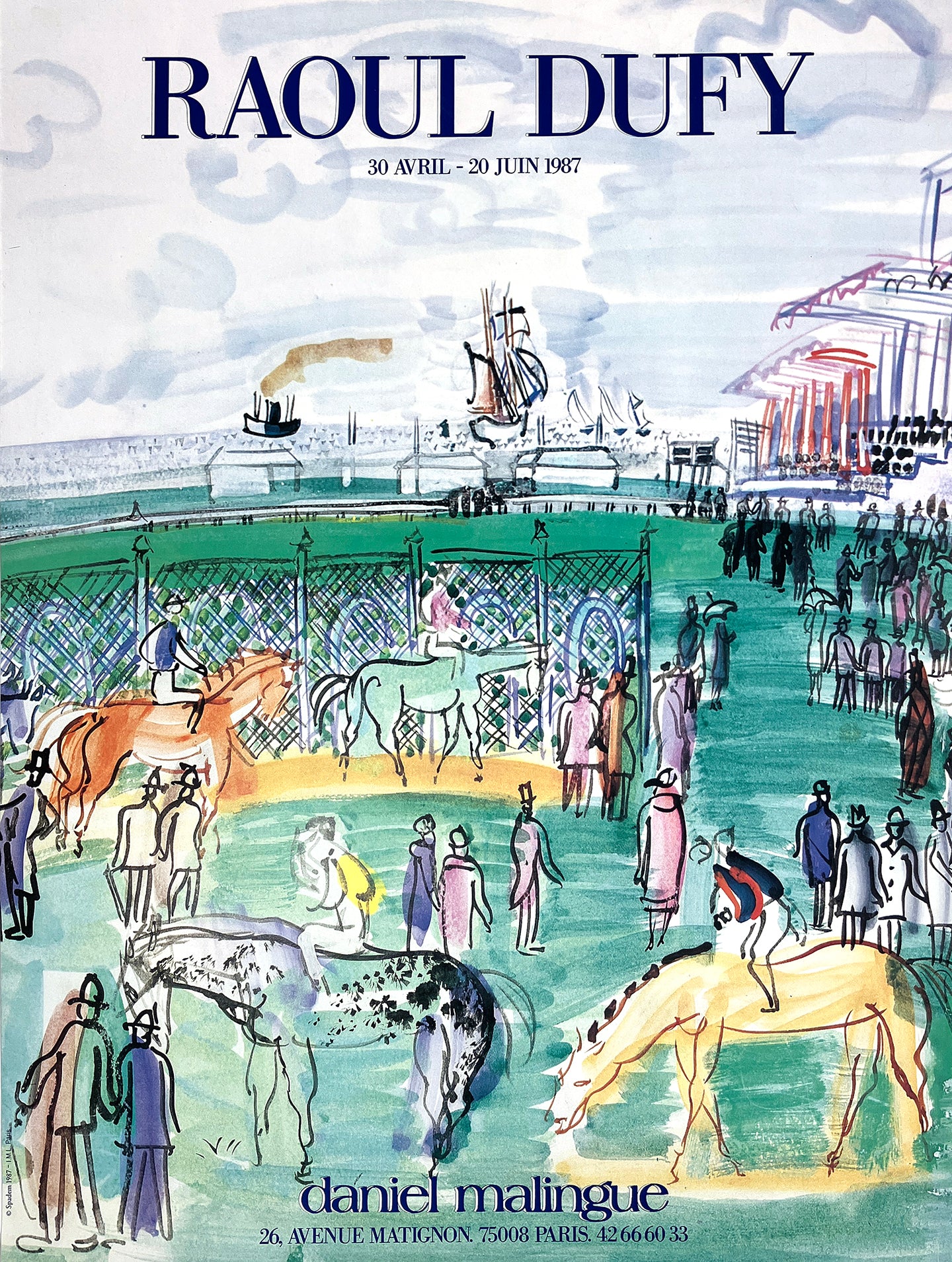 Original Vintage Raoul Dufy Exposition at Daniel Malingue Gallery Poster 1987