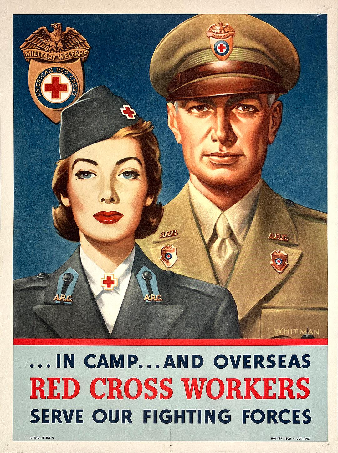 Original Vintage Poster Red Cross Workers WWII by Whitman 1943
