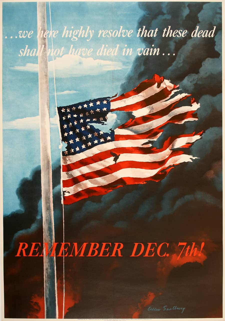 Original 1942 WWll Poster by Aaron Saalberg - Remember December 7th - Medium