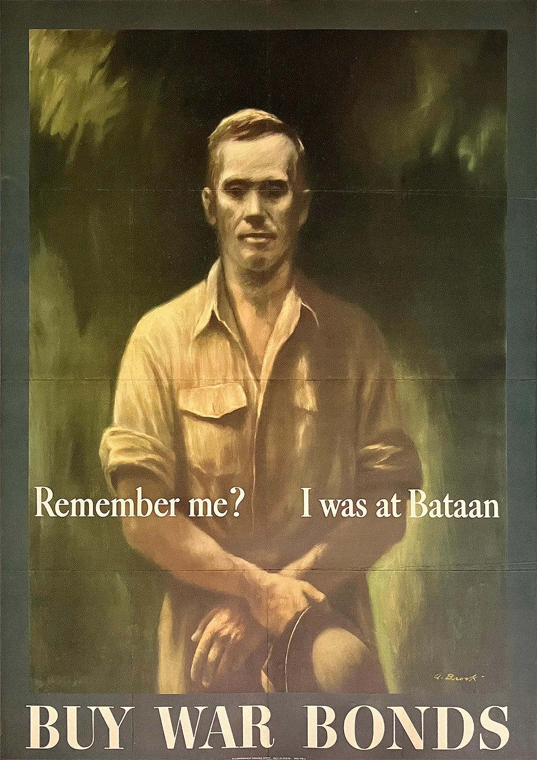 Original Vintage WWII Poster I Was at Bataan Buy War Bonds by Alexander Brooks