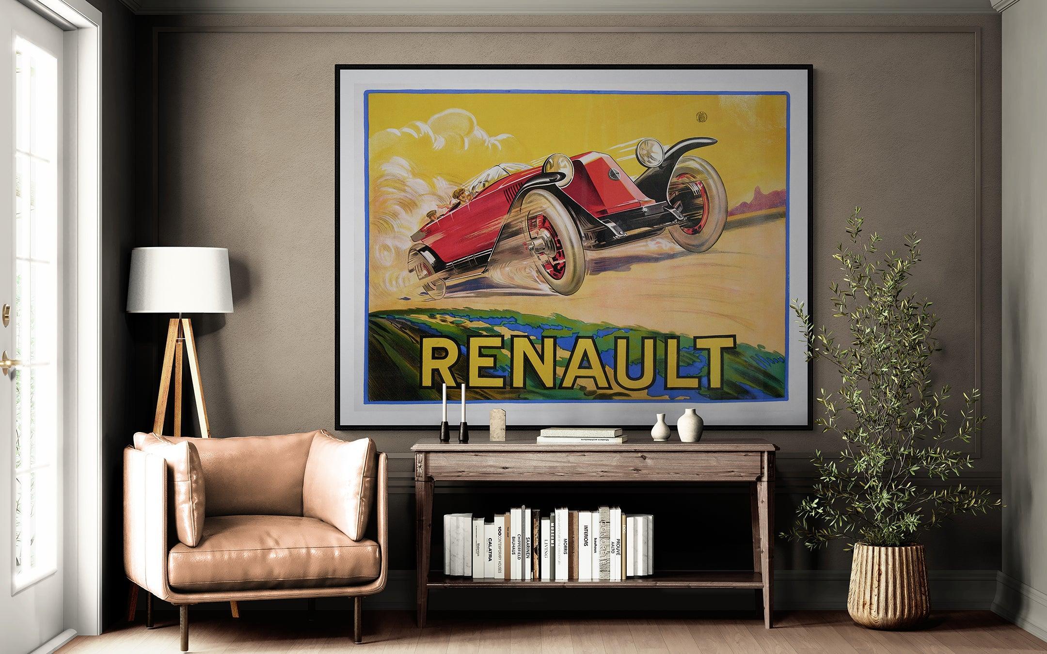 Original Vintage Renault Early Auto Car Poster by Pierre de Bas 1925
