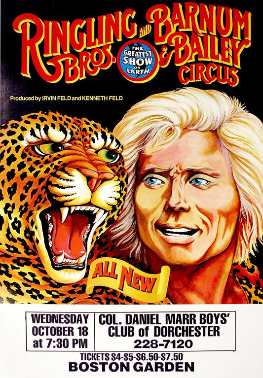 Original Vintage Ringling Brothers Poster Featuring Gunther Gebel Williams 1977