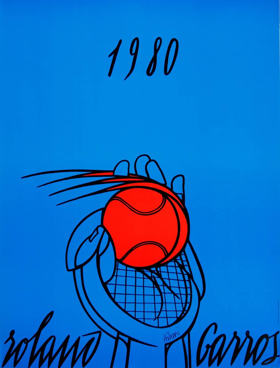 Original Vintage Roland Garros Sport Poster by Adami 1980 French Open