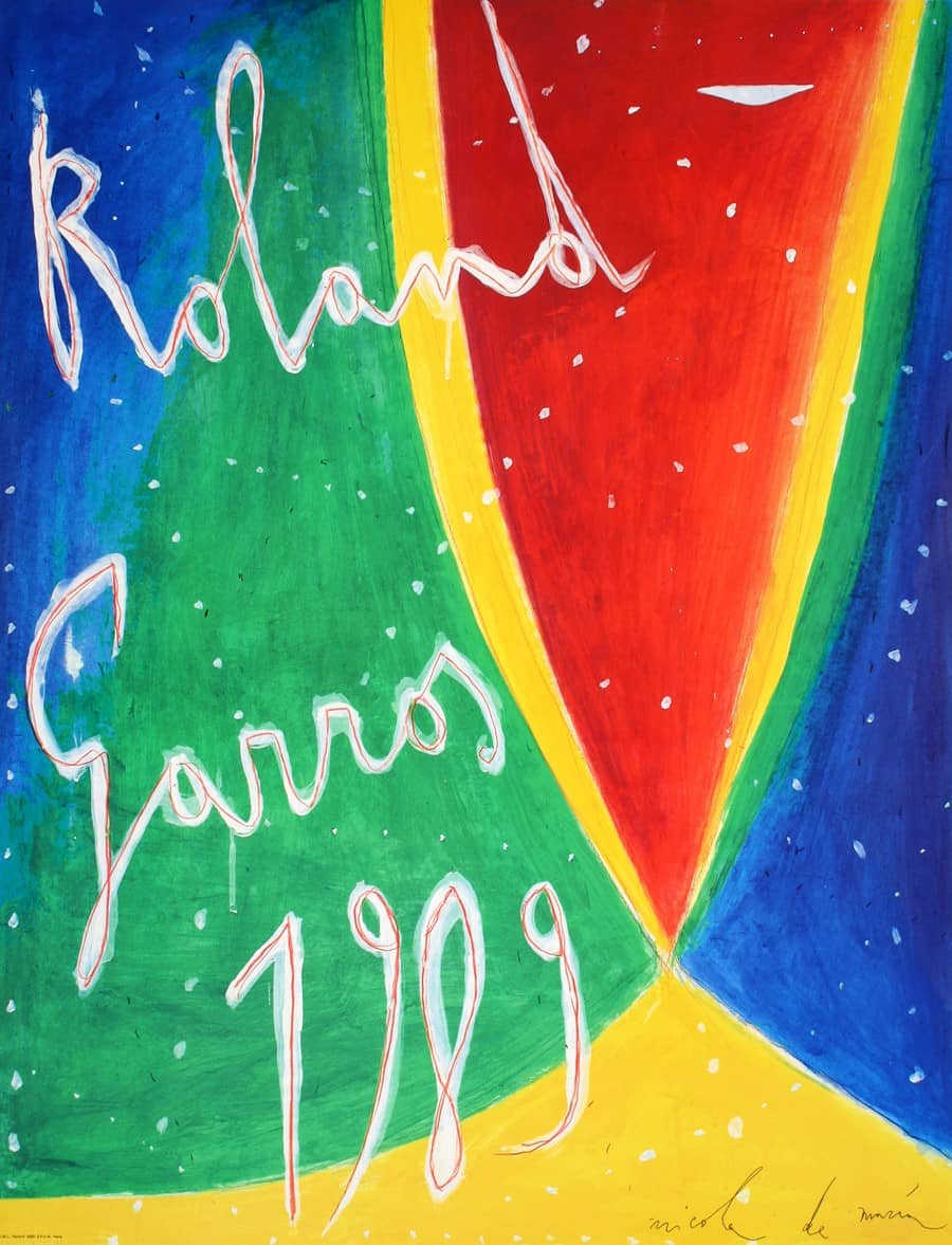 Original Vintage Poster by De Maria 1989 for the French Open Roland Garros