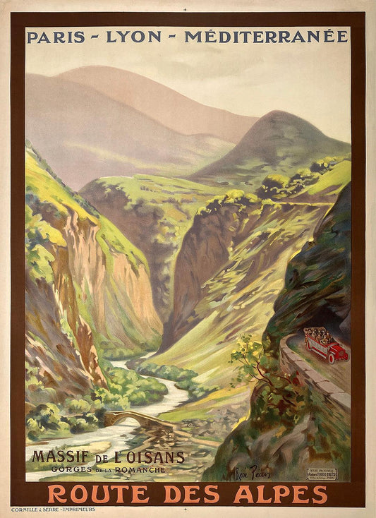 Original Vintage Poster Route des Alpes by Rene' Pean 