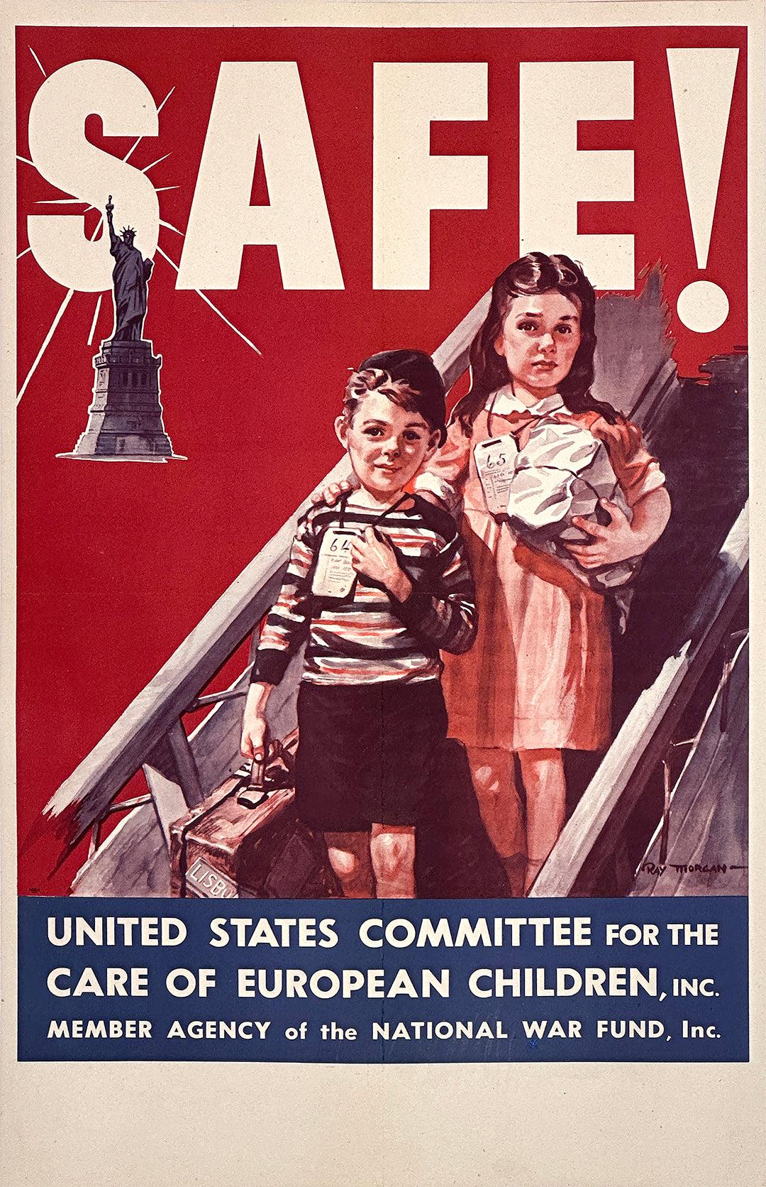 Original Vintage WWII Jewish Refugee Poster Safe USCOM 1940