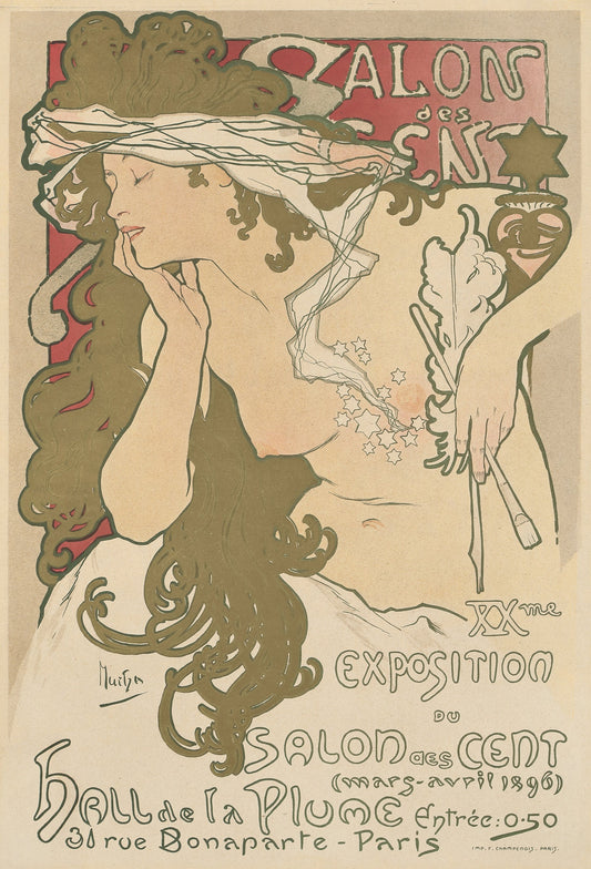 Original Vintage Salon des Cent 1896 Poster by Alphonse Mucha