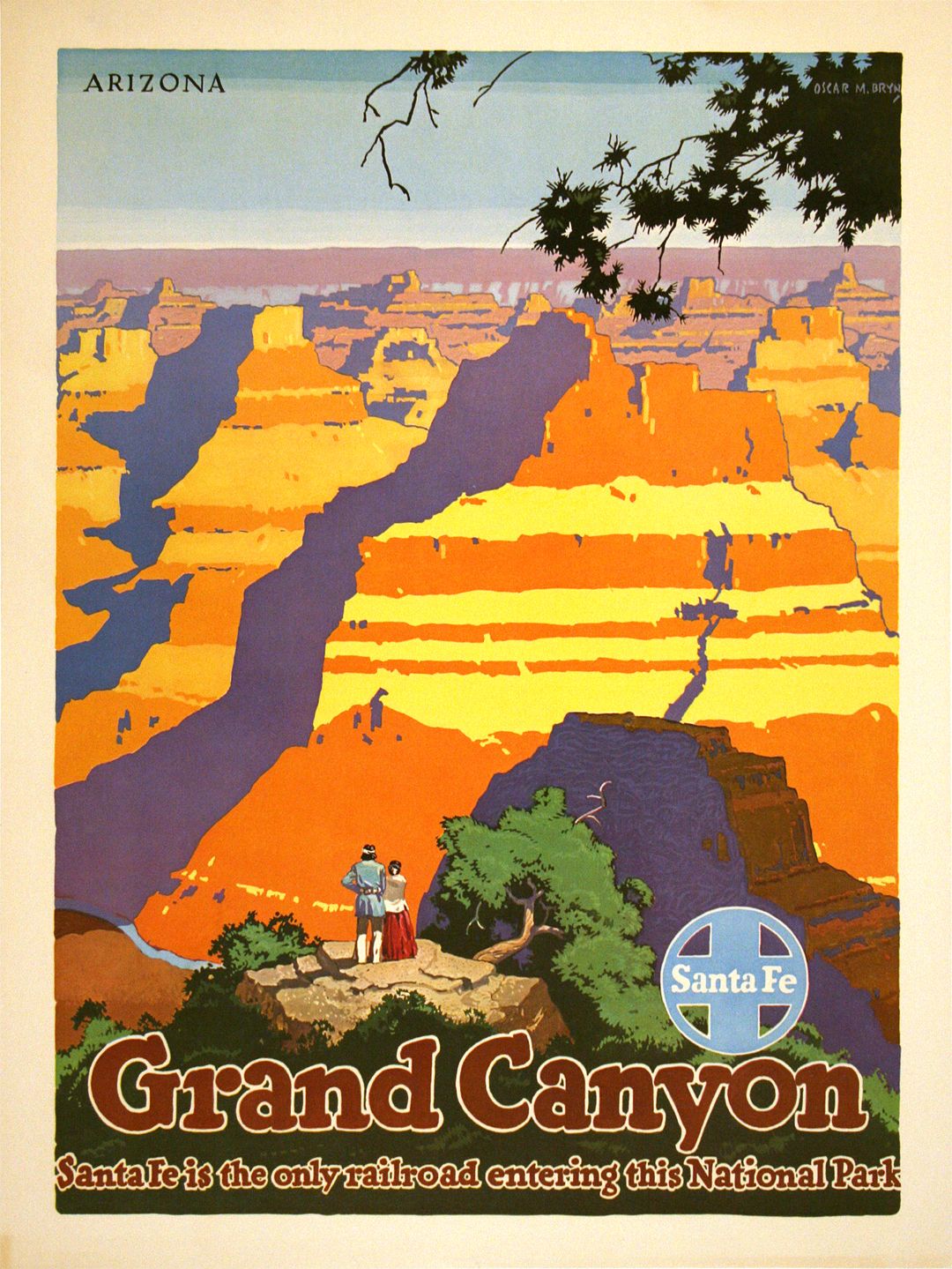 Original Santa Fe Railroad Poster - Grand Canyon 1949 by Oscar Bryn