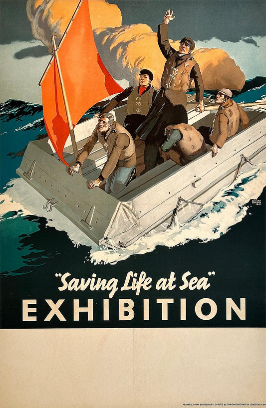 Original Vintage WWII British Poster Saving Life at Sea Exhibition Poster by Edward Osmond 1942