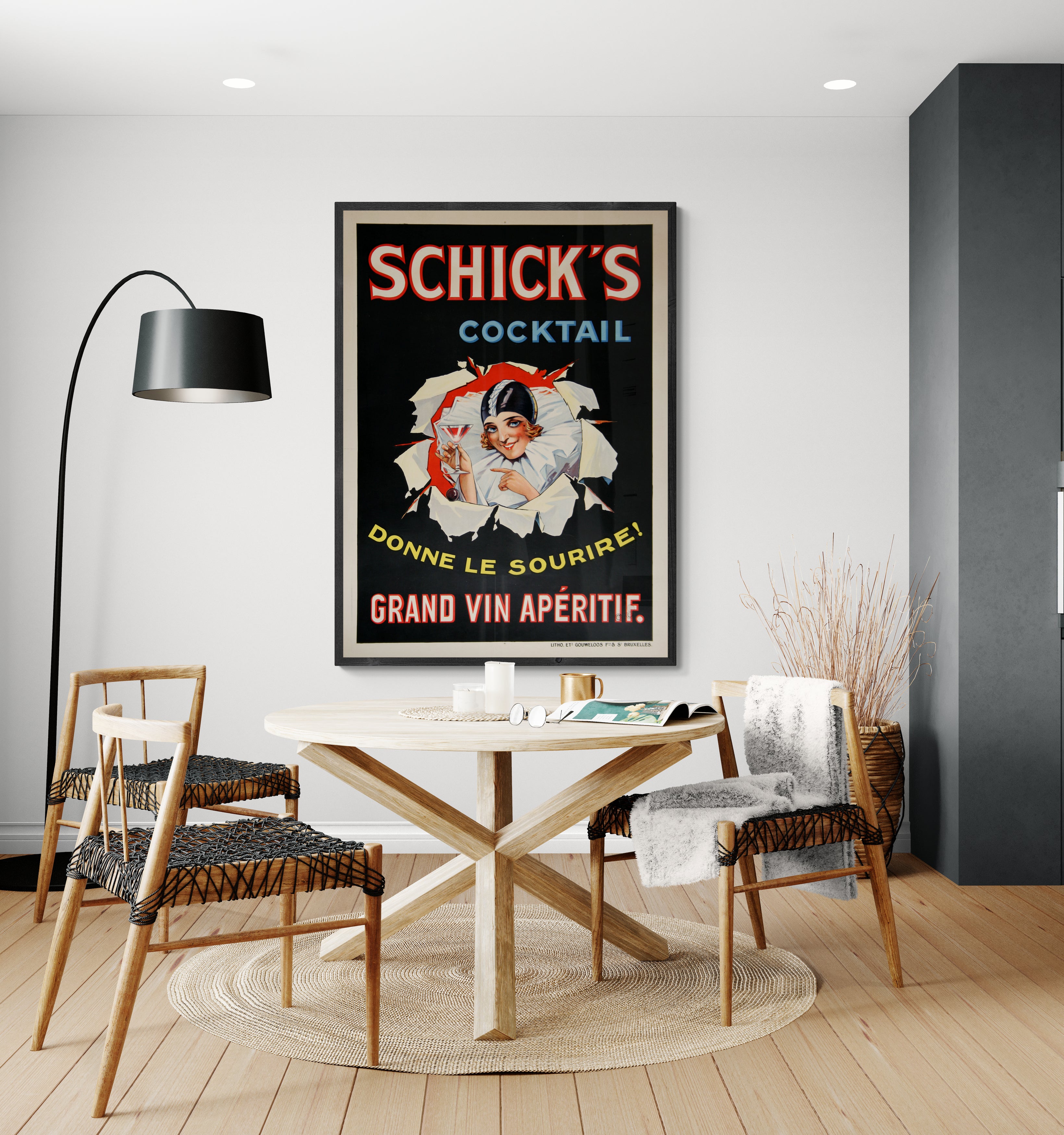 Schick's Cocktail French Vintage Original Art Deco Poster c1925