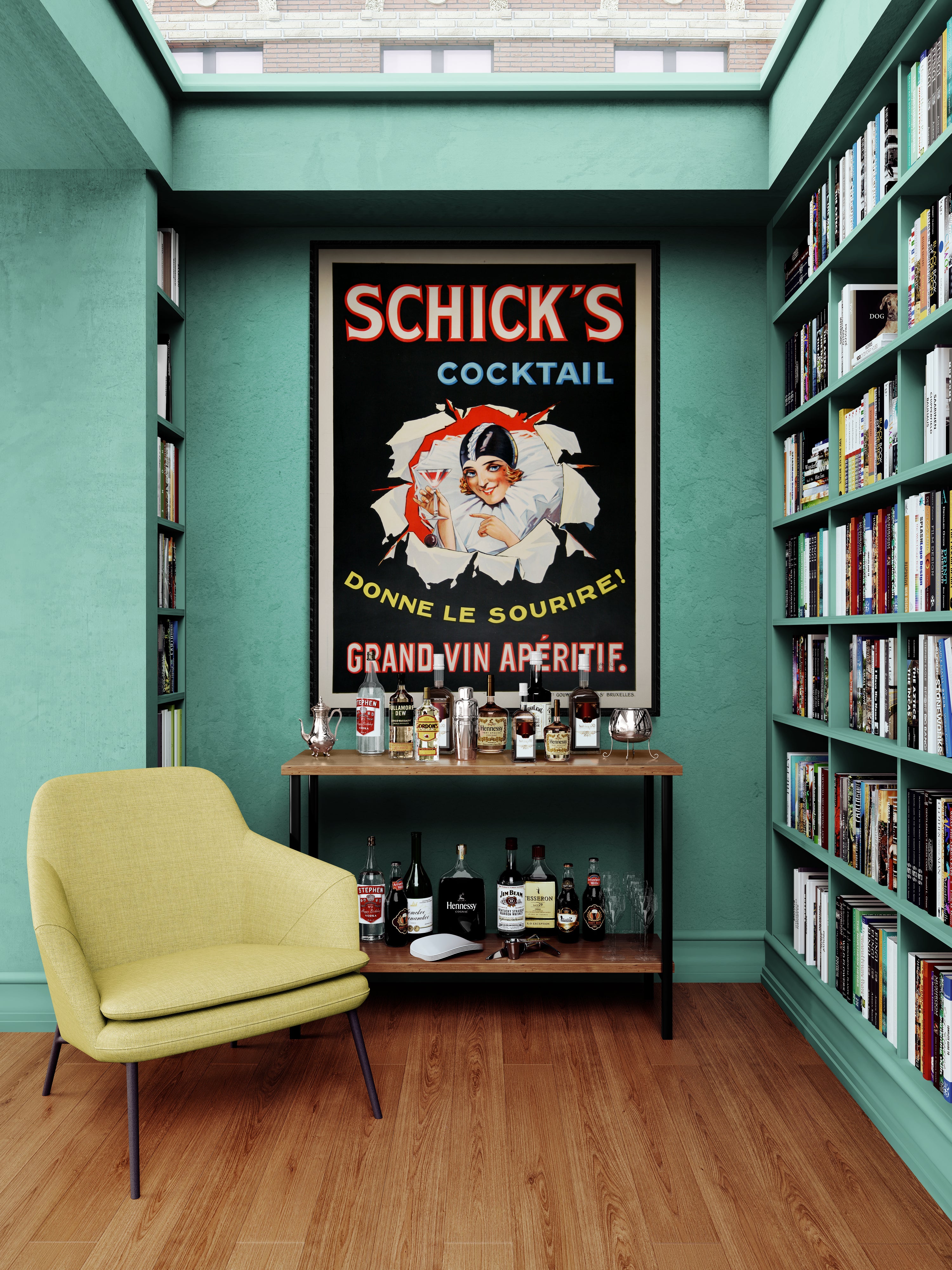 Schick's Cocktail French Vintage Original Art Deco Poster c1925