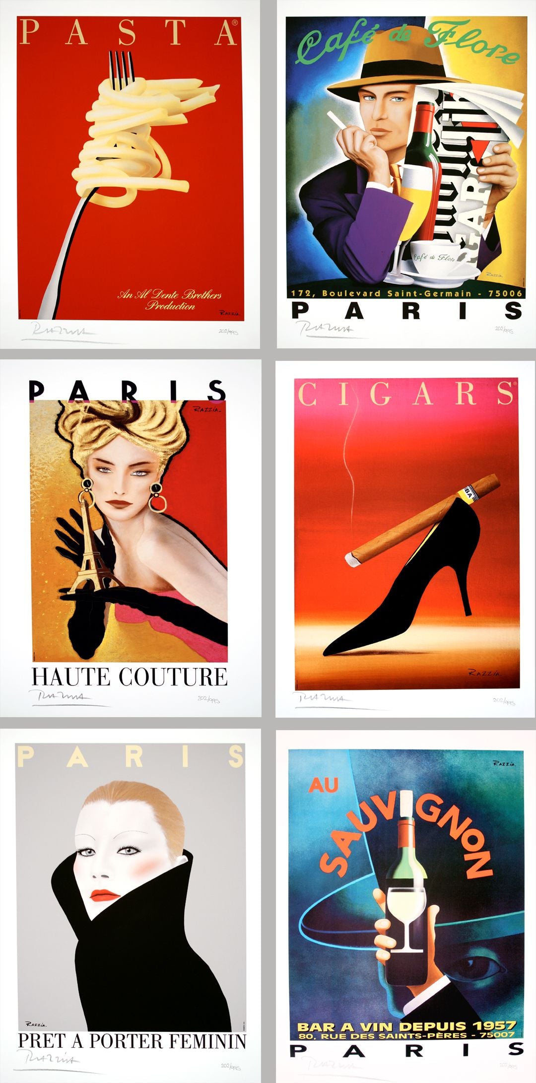 Set of 6 Razzia Limited Edition Prints- Hand Signed and Numbered 2007