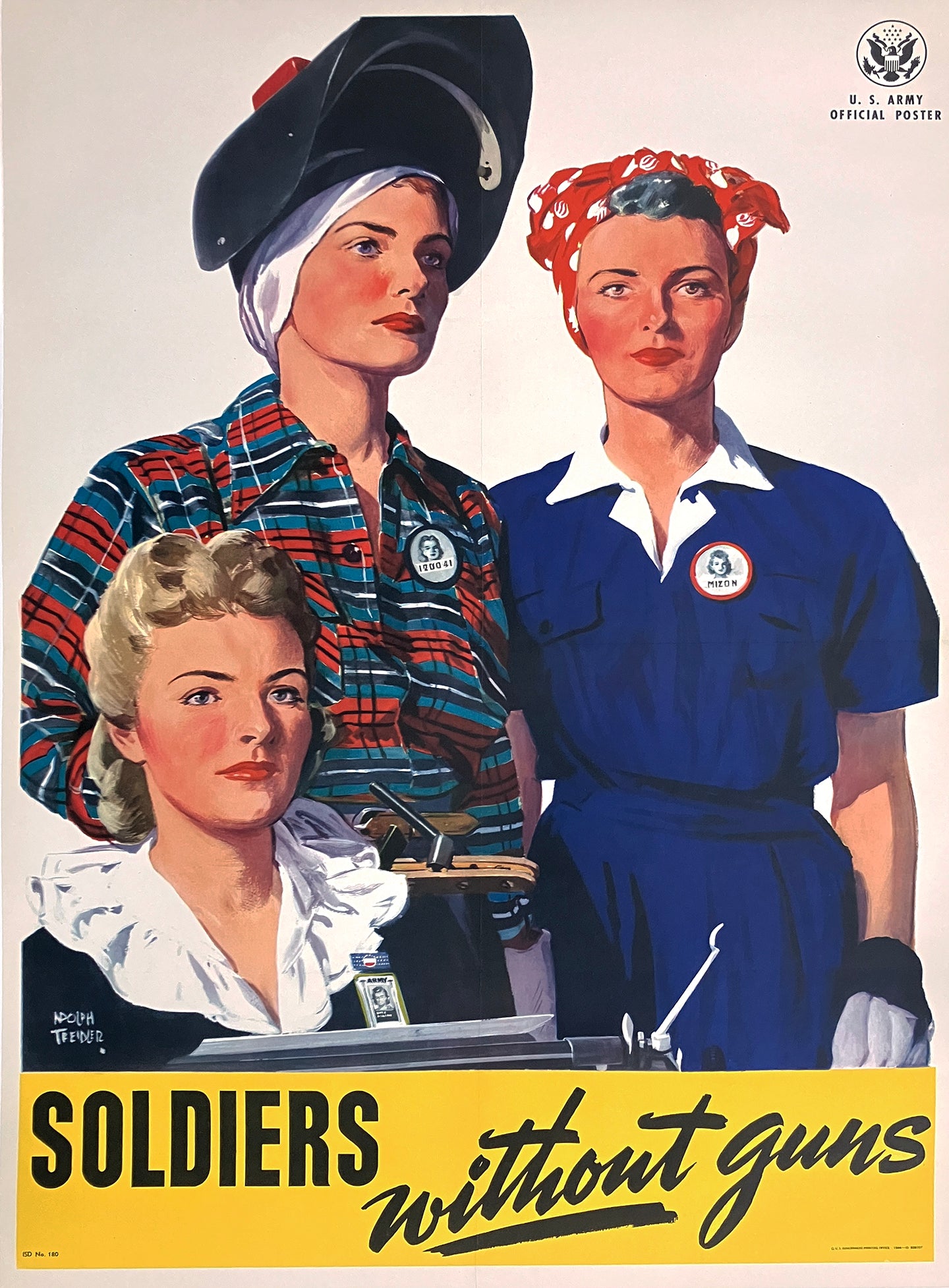 Original VIntage WWII Soldiers Without Guns Poster by Adolf Treidler - Rare !