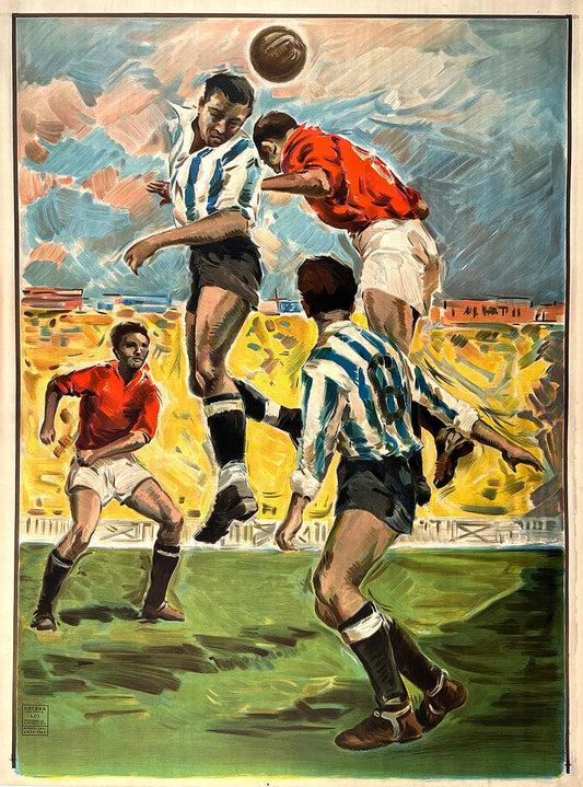 Original Vintage Soccer Poster 1963 Head's Up Spain