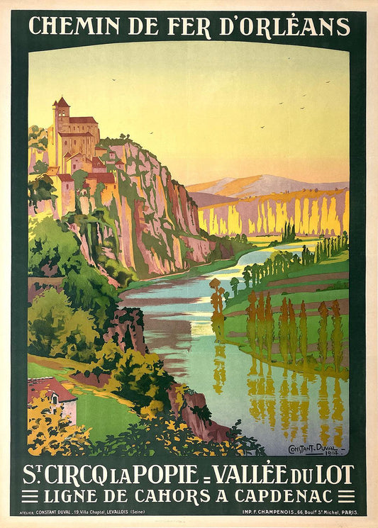 Original Vintage French Travel Poster - St Cirq La Popie by Constant Duval 1913