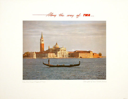 Original Vintage TWA Poster - Venice Along the Way of TWA C1955