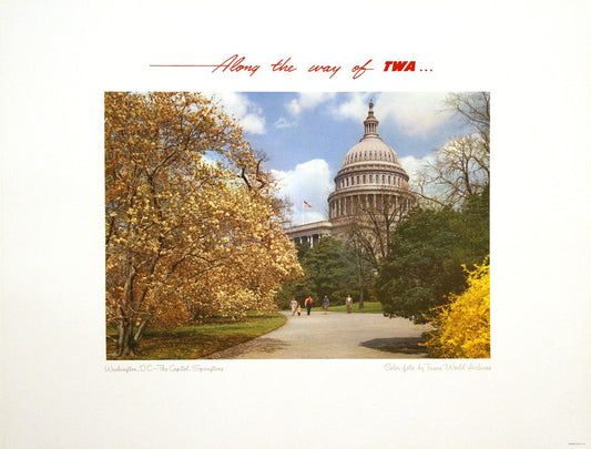 TWA Original Vintage Poster c1955 - Along the Way of TWA Washington DC