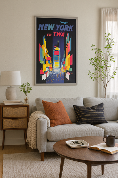 Original TWA New Times Square Poster by David Klein c1956 Original TWA New Times Square Poster by David Klein c1956