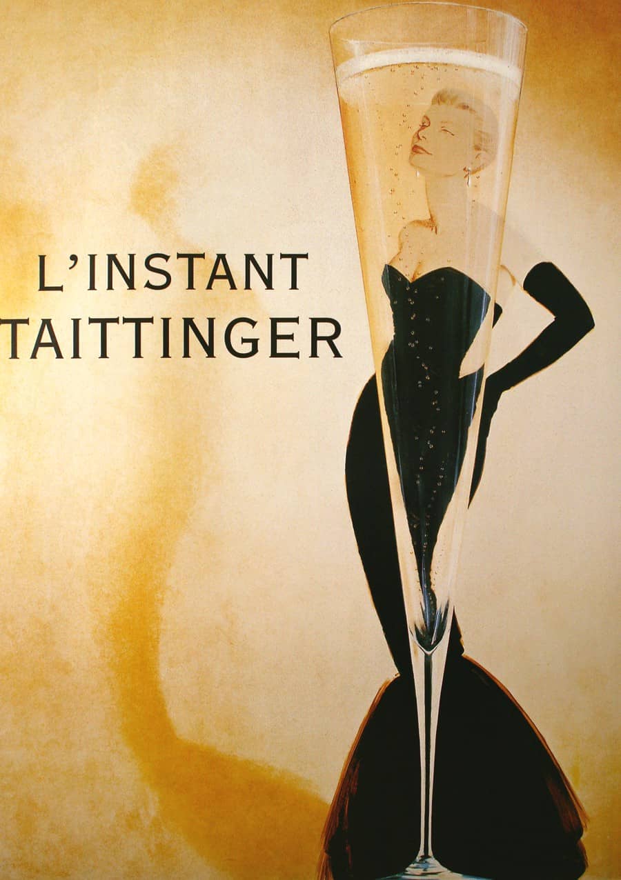 Taittinger Champagne Poster - Large Size Catherine Deneuve c1980
