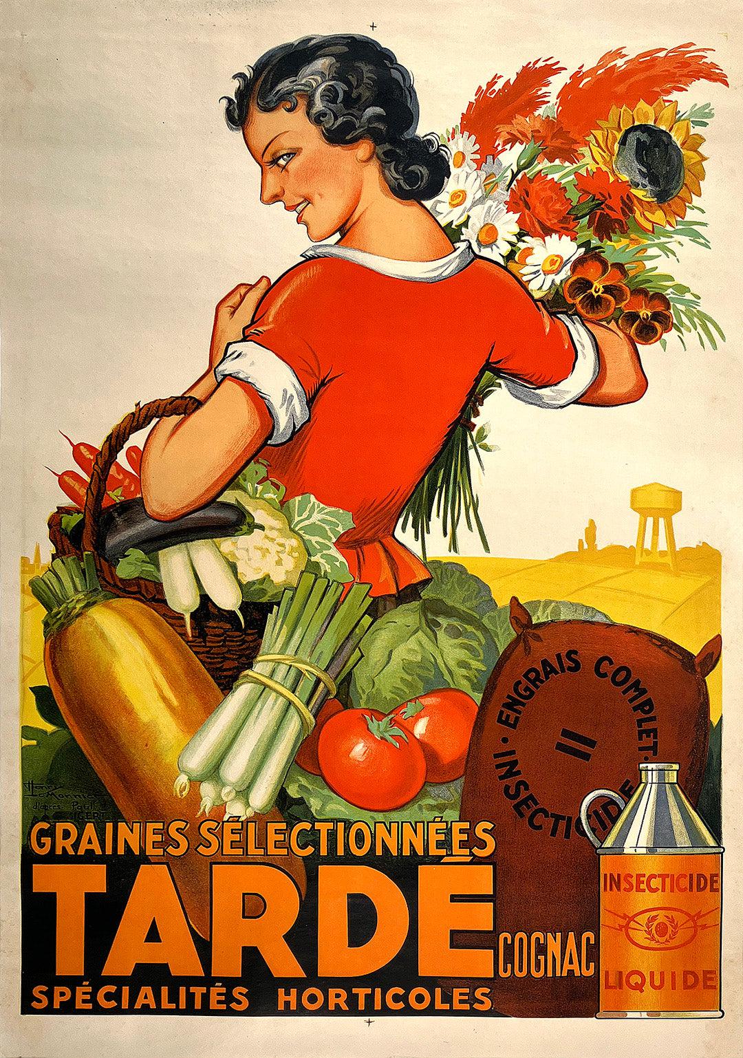 Original Vintage Grain Tarde Poster by Henri le Monnier c1935 Farming Vegetables