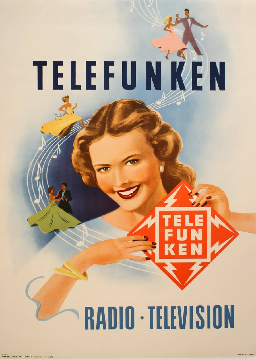 Original Vintage Telefunken Poster Radio Television 1955 Midcentury