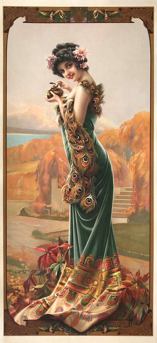 Original Vintage Art Nouveau Tender Temptation Print by Gaspar Camps c1900