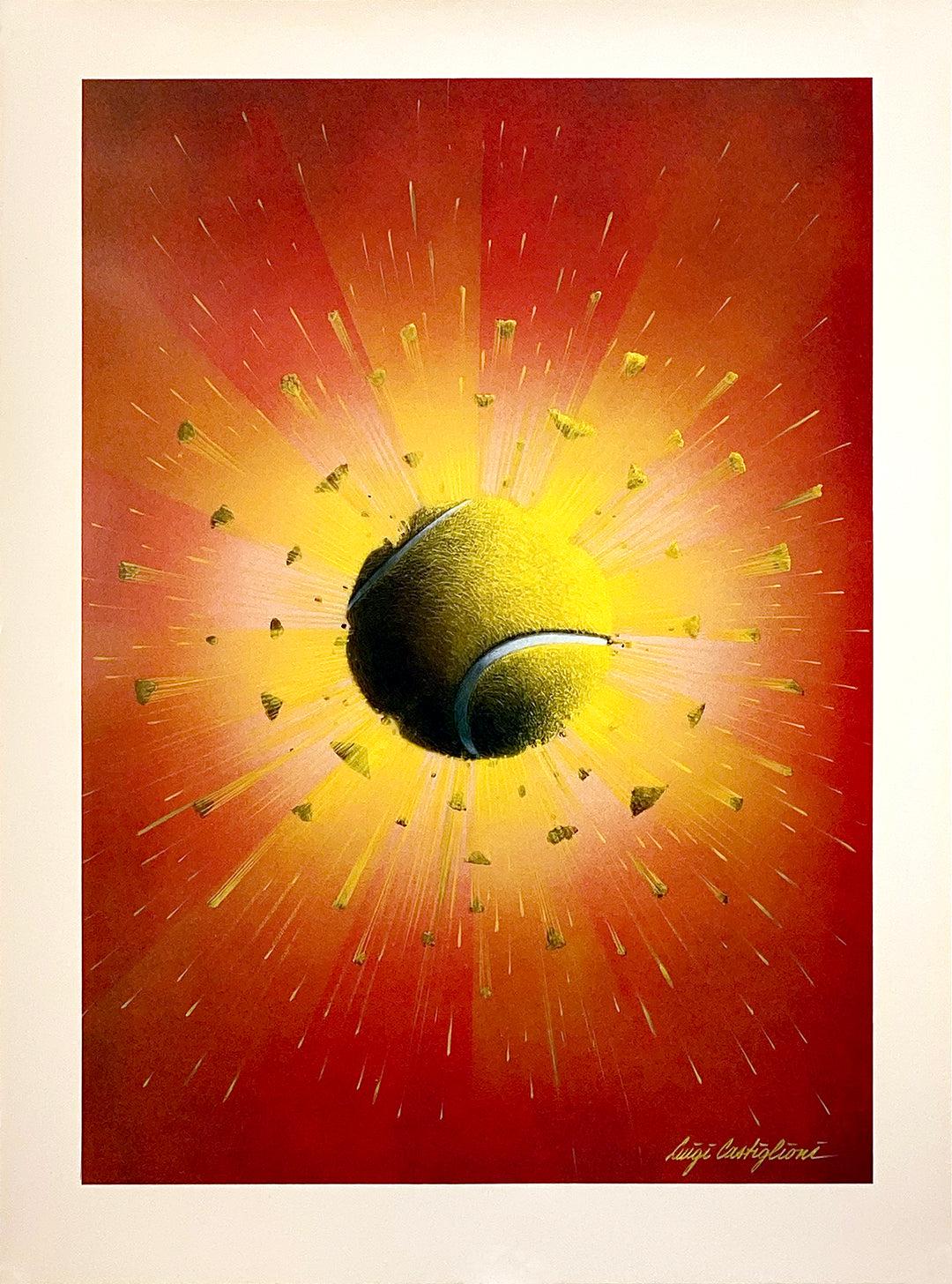 Tennis - Exploding Ball Original Vintage Print by Luigi Castiglioni c1983