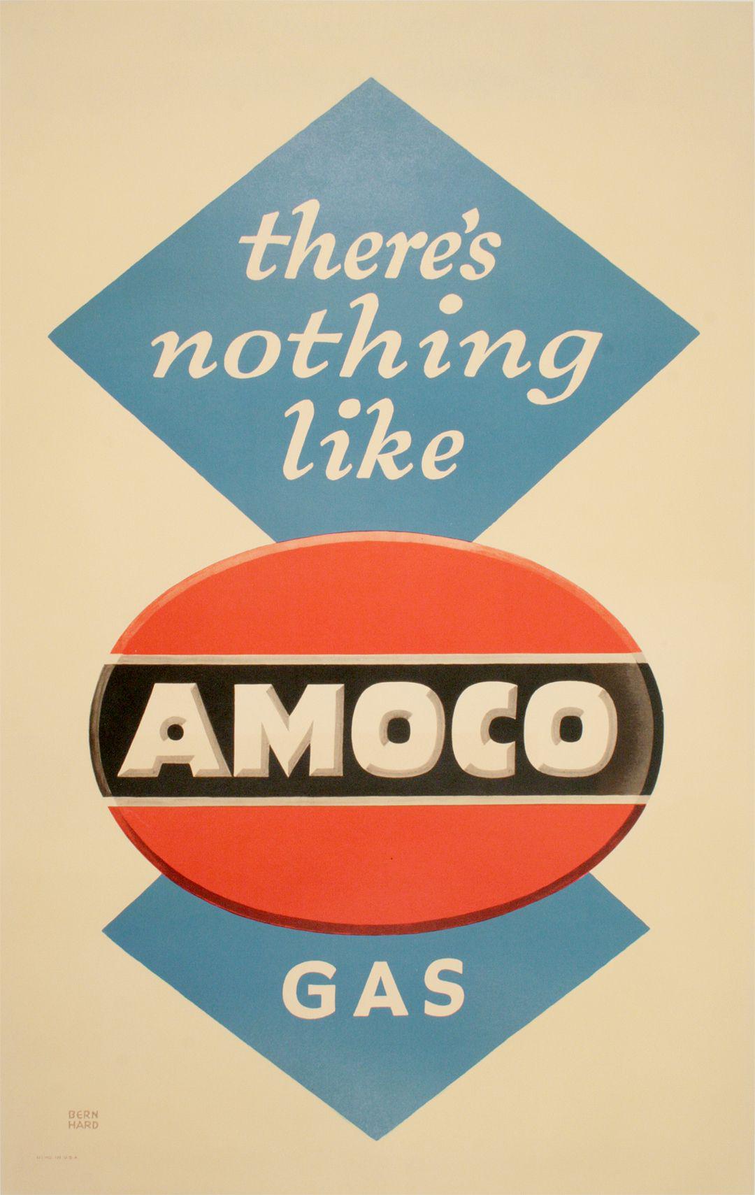 Original 1950's Lucian Bernhard Poster for Amoco - There's Nothing Like Amoco Gas