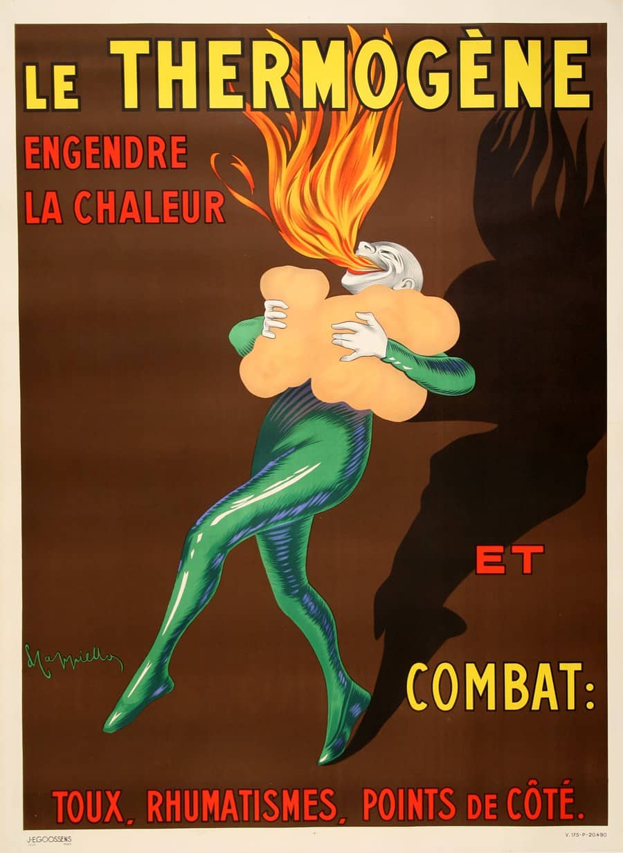 Original Vintage Cappiello Thermogene Large Poster C1925