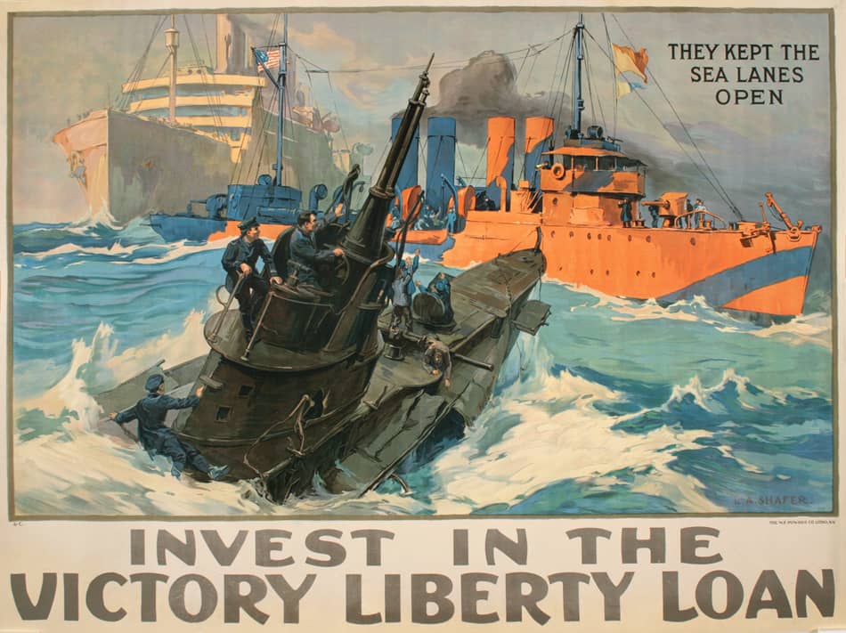 Original WWI Poster They Kept The Sea Lanes Open C1918