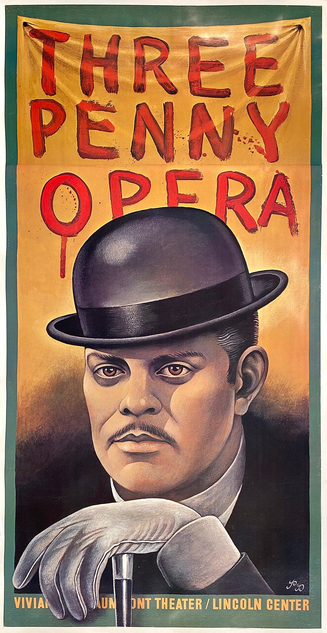 Original Vintage Threepenny Opera Poster by Paul Davis NYC Theater Bertolt Brecht 1976