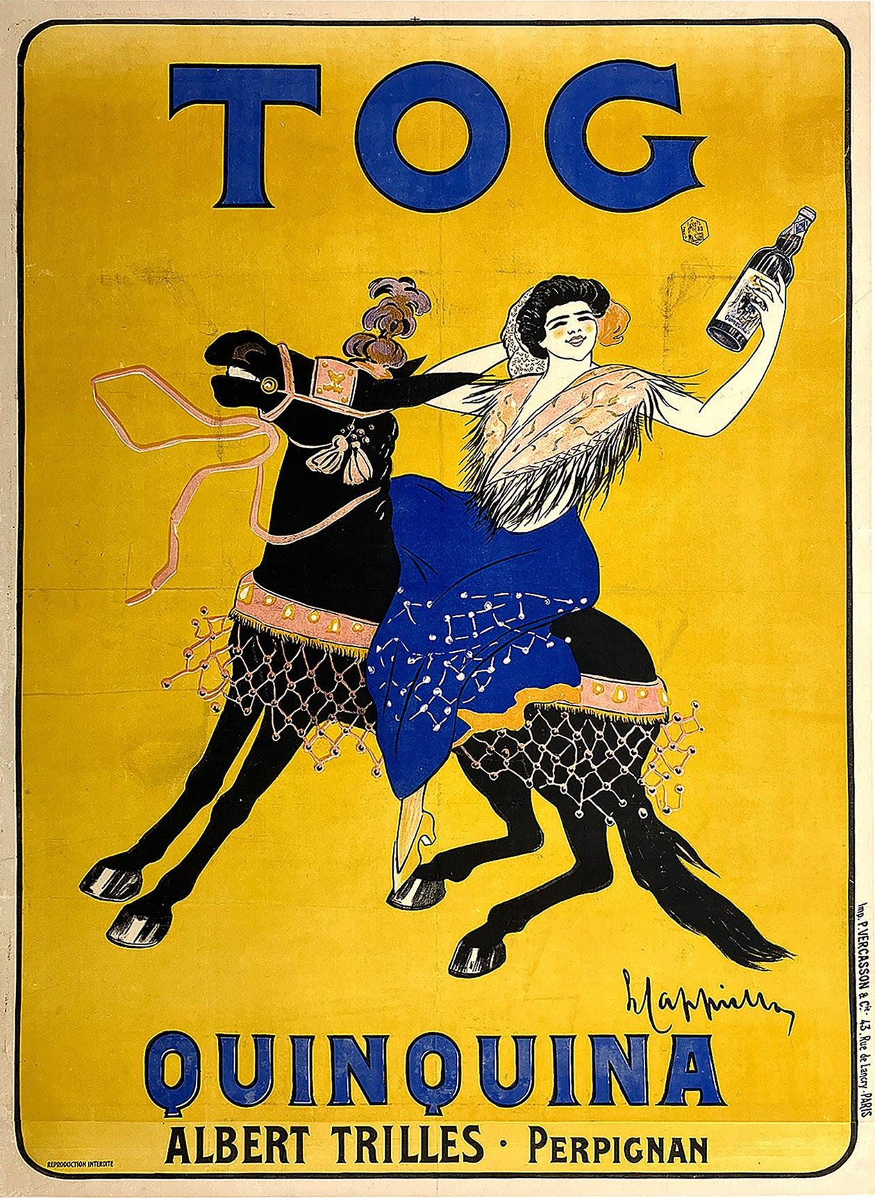 Original Vintage Leonetto Cappiello Toq Quinquina Poster 1905 - Rare !