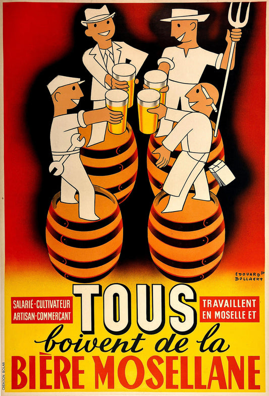 Original Vintage Biere Mosellane Poster by Bollaert French Beer
