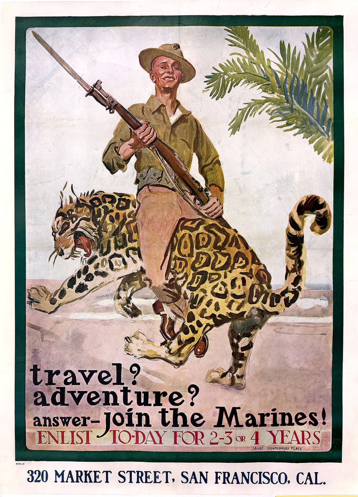 Original Vintage James Montgomery Flagg Join the Marines Poster C1918 - Rare !