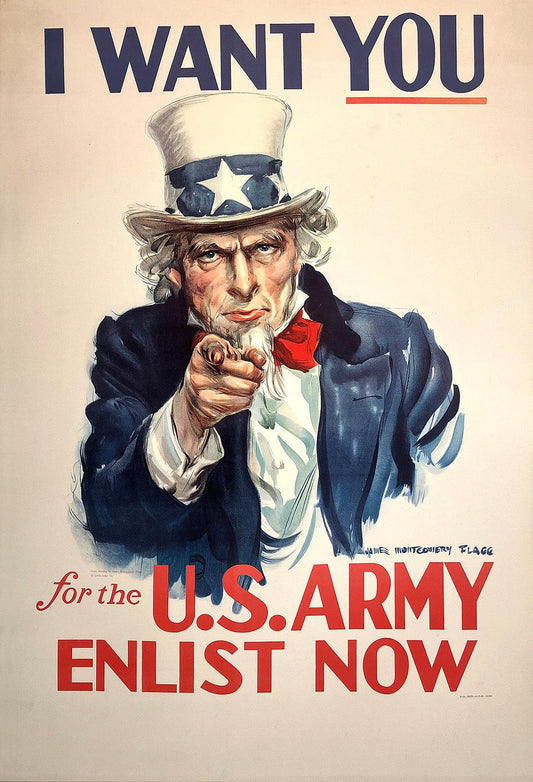 Original Uncle Sam I Want You for the US Army WWII 1940 by Montgomery Flagg Large