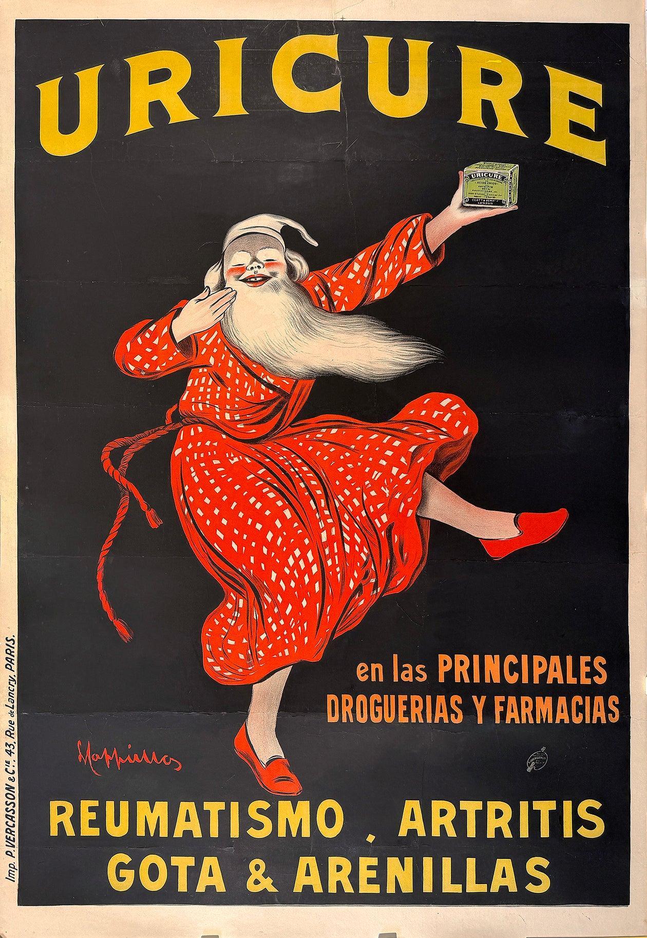 Original Vintage Cappiello Uricure Poster C1910 Spanish Text