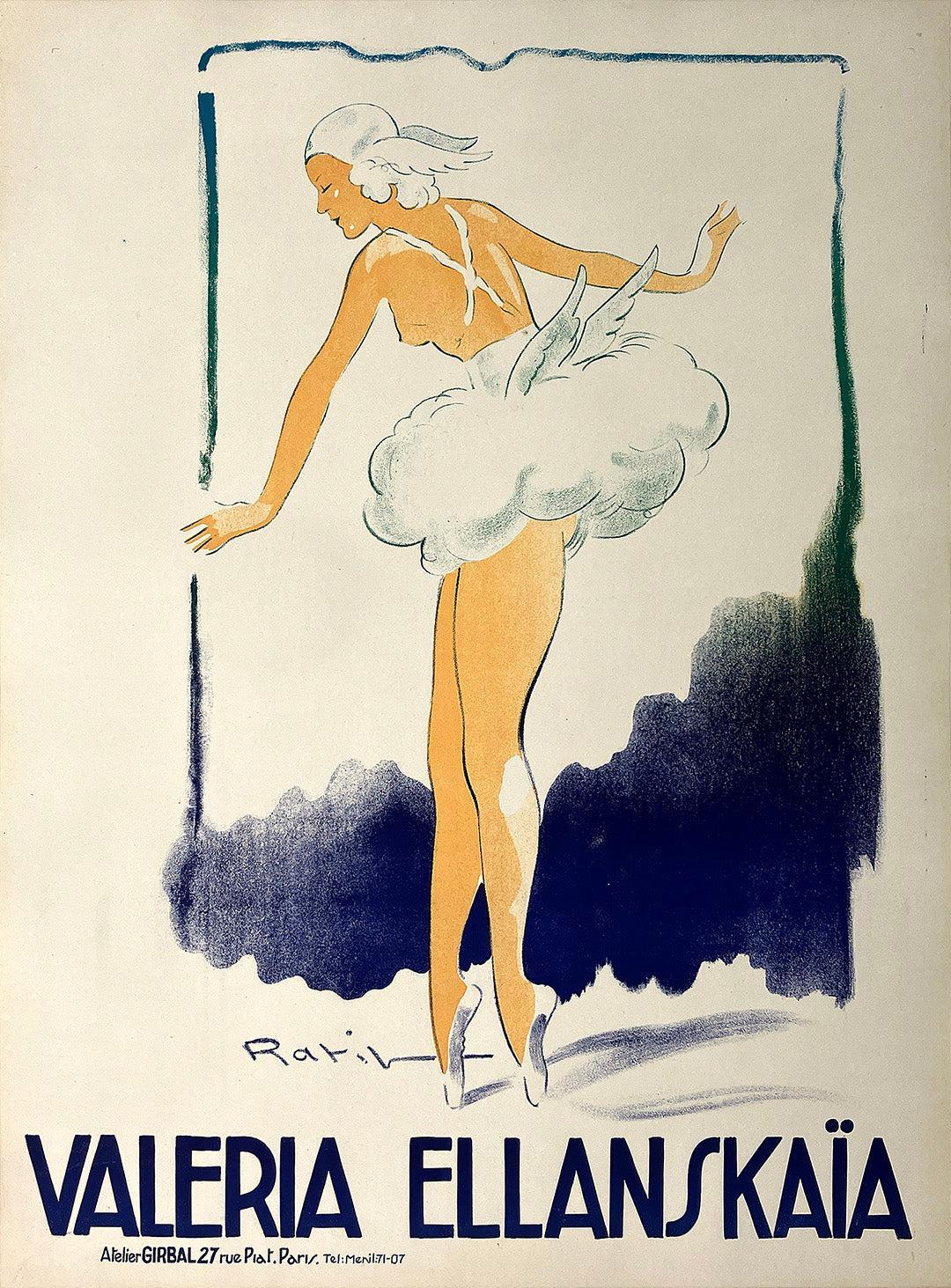 Original Vintage Valeria Ellanskaia Ballet Poster C1930