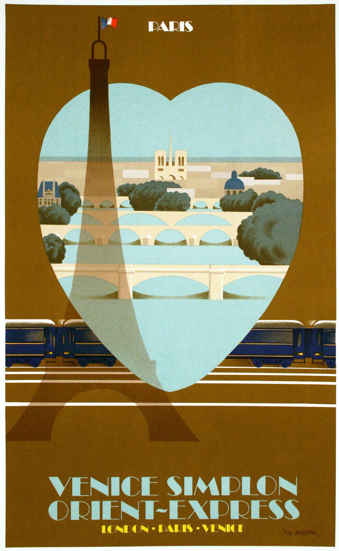 Original Vintage Poster for Venice Simplon Orient Express by Fix Masseau 1979 - Paris