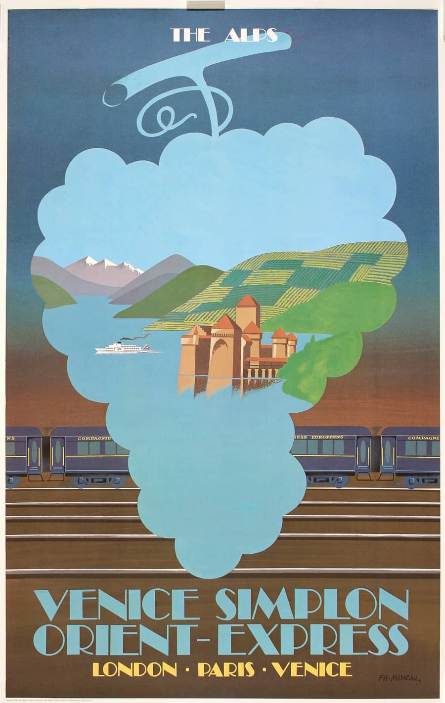 Venice Simplon ORIENT Express Poster - The Alps by Pierre Fix Masseau 1979 Large Format