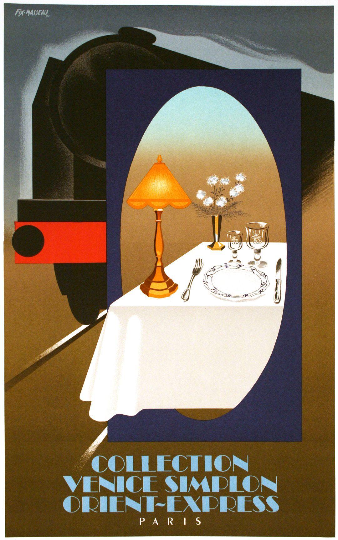 Original Vintage Trains and Globes Poster 1990 Hand Signed by