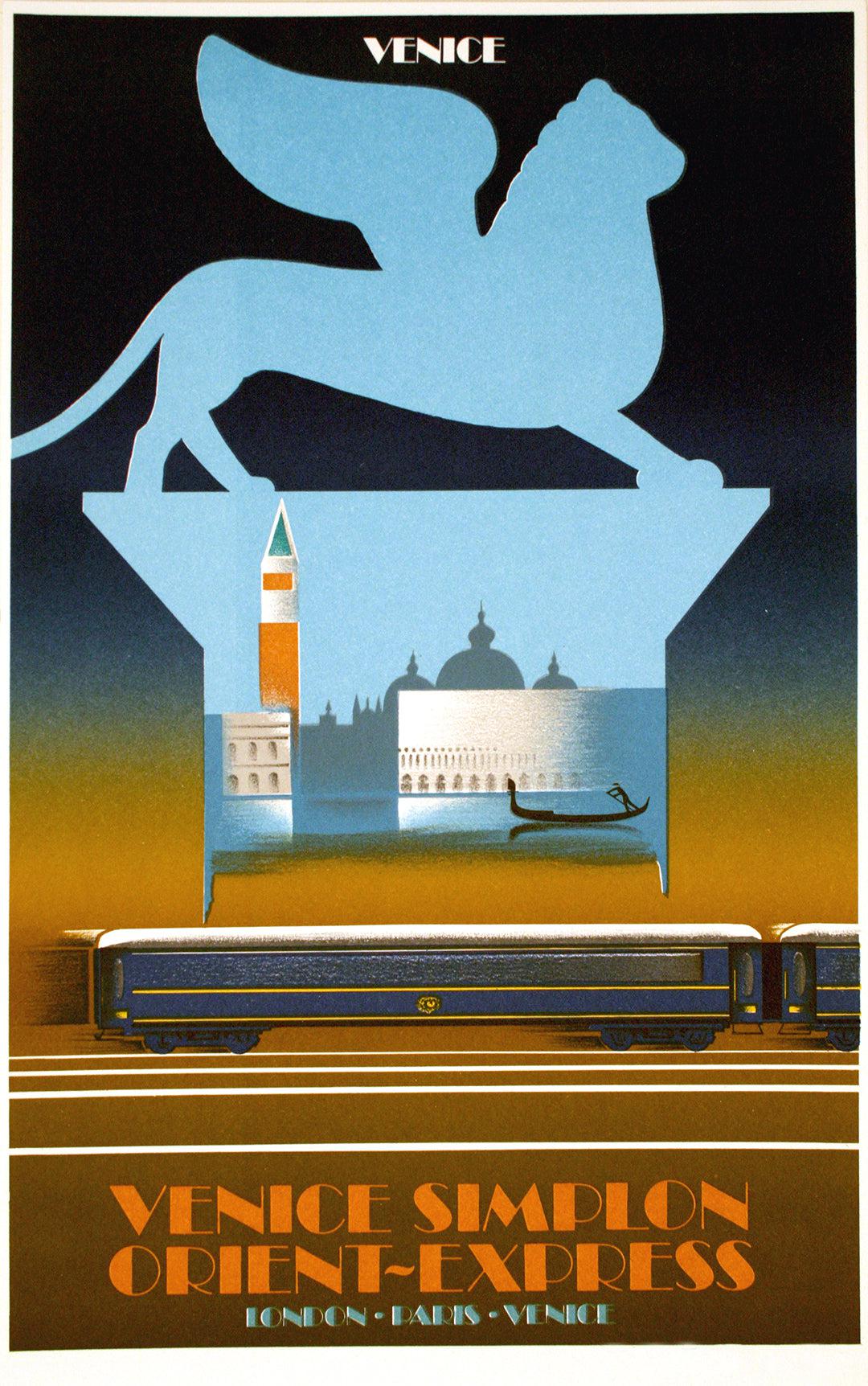 Original Vintage Poster for Venice Simplon Orient Express by Fix Masseau 1986 - Venice