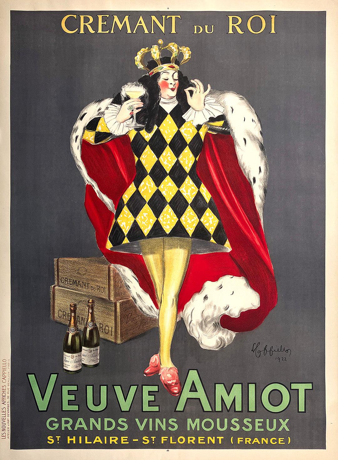 Original Vintage Veuve Amiot Champagne Poster by Leonetto Cappiello Red Margin 1922