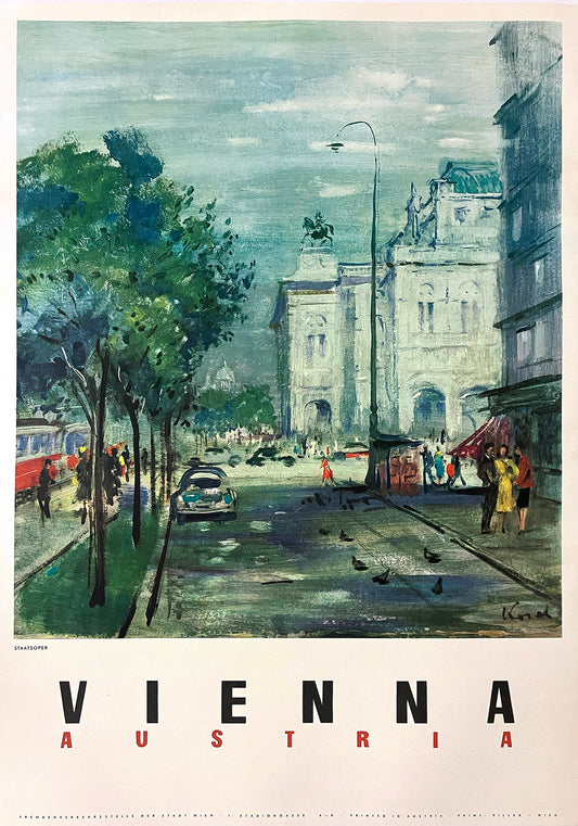 Original Vintage Vienna Austria Staatsoper (Opera House) Poster by Karo C1955