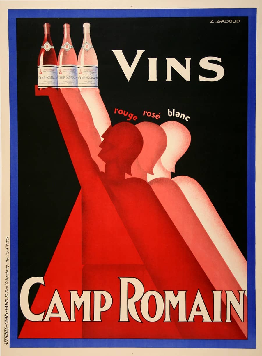 Vins Camp Romain by Gadoud Original Vintage Art Deco Poster c1930