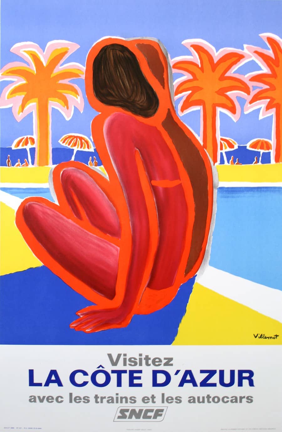 Visitez La Cote D'Azur Original Vintage Poster by Bernard Villemot