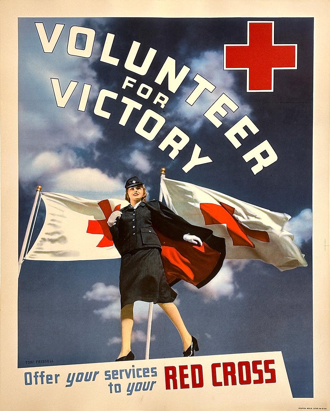 Original Vintage WWII Poster Volunteer for Victory Red Cross by Toni Frissell c1944