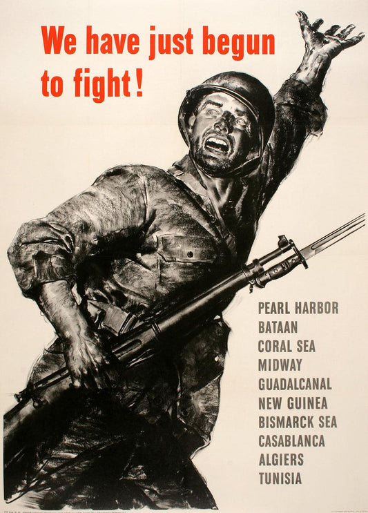 Original Vintage WWII Poster We Have Just Begun to Fight Small 1943 Pacific